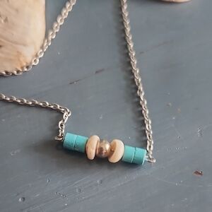 Turquoise and Shell Beaded Necklace